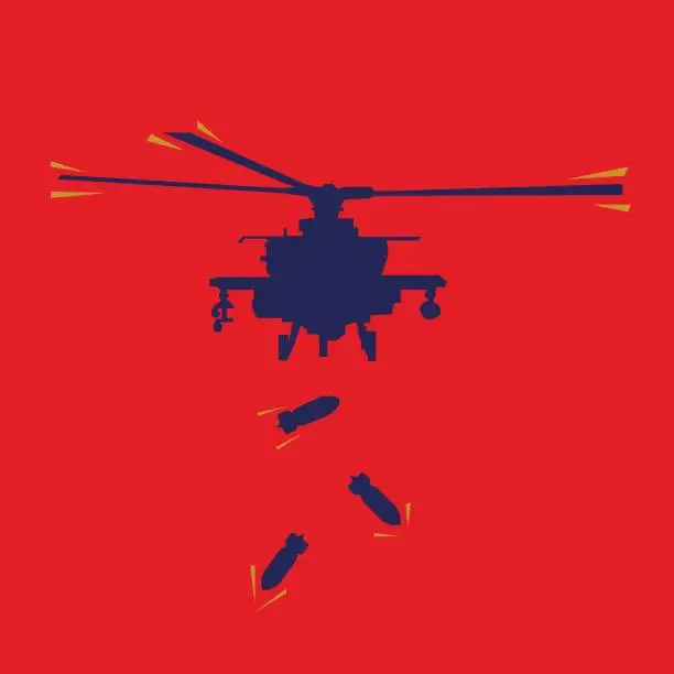 Vector illustration of Helicopter attack.