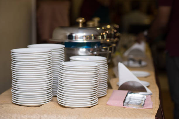 istock Well Decorated Plates To Serve Dinner In a Restaurant Buffet Counte 1340703029
