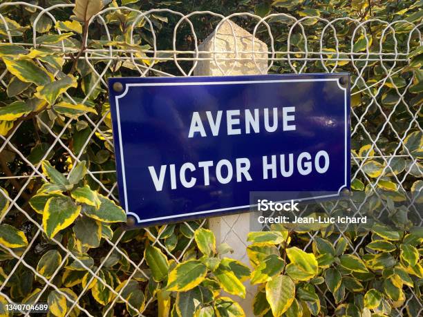 Avenue Victor Hugo Street Sign Stock Photo - Download Image Now - Street Name Sign, Identity, Paris - France