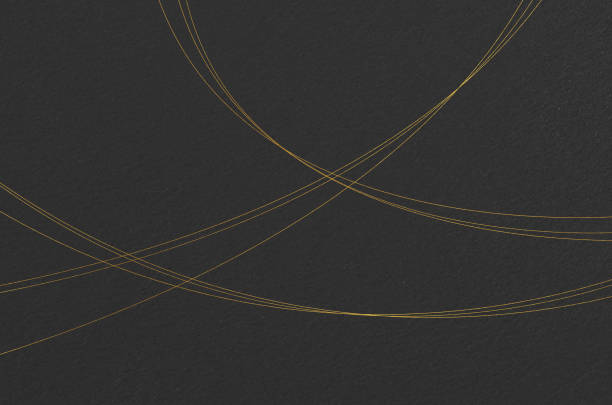 エレガントな金箔の糸パターンを持つ黒い和紙の質感