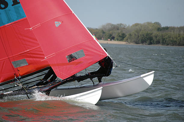 istock Catamaran Sailboat and sailors in regatta 134070519