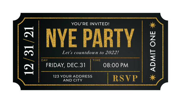 NYE Ticket Invitation. New Year's Eve Party. vector art illustration