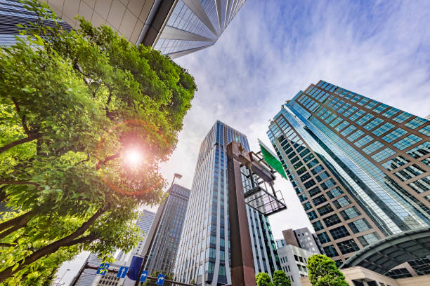 istock Buildings in Tokyo with beautiful sunlight 1340712188