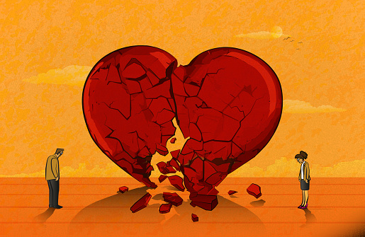 Broken Heart Stock Illustration - Download Image Now - Broken Heart, Couple  - Relationship, Infidelity - iStock