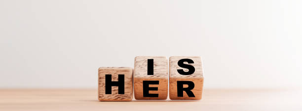 istock Wooden block cube flipping between wording his and her by 3d  rendering. 1340717314