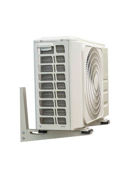istock Condensing unit of air conditioning systems isolated on white with clipping path. 1340718846