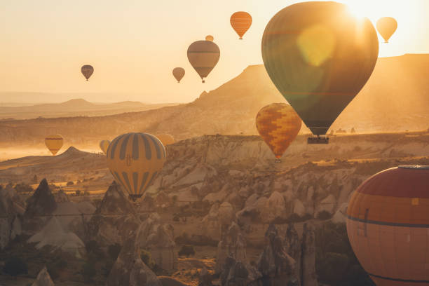 istock Hot air balloons flying over Cappadocia, Turkey 1340720615