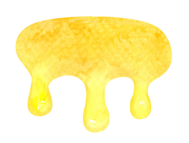 illustrazioni stock, clip art, cartoni animati e icone di tendenza di goccia di miele acquerello, flusso di caramello acquerello, goccia fluida oro giallo - cooking oil drop honey beer