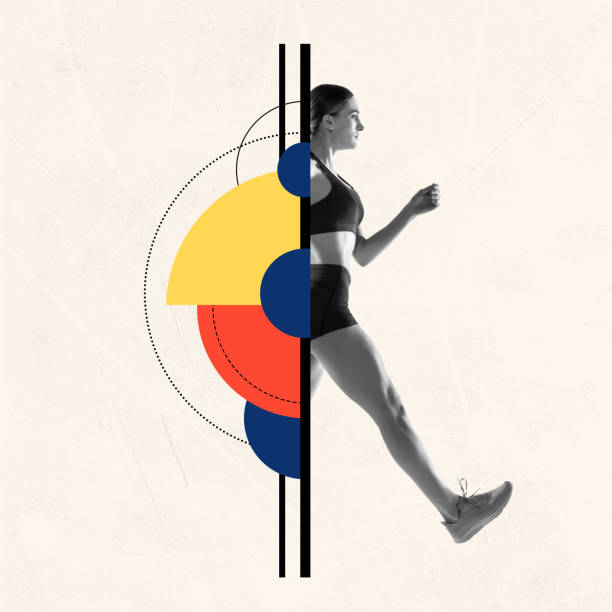istock Contemporary art collage. Minimalism in artwork. Lines and circles, sectors, segments. 1340731082