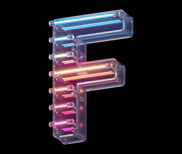 istock Neon lines in a glass case font. 1340735189