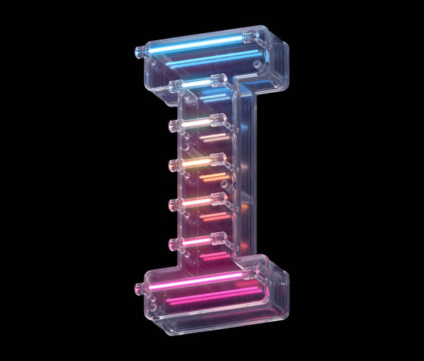 istock Neon lines in a glass case font. 1340736203