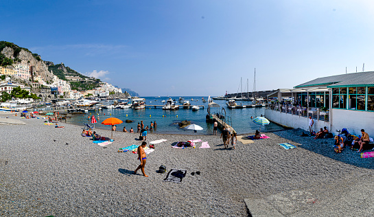 Amalfi, Campania, Italy: Amalfi is a town in a striking natural setting beneath the steep cliffs on Italy's southwestern coast. In the image we are at the port area.