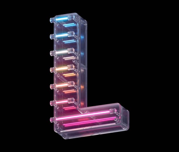 istock Neon lines in a glass case font. 1340736351