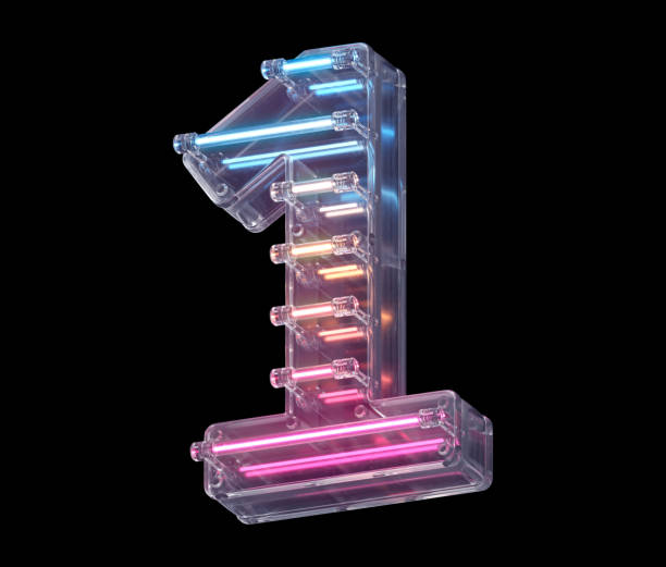 istock Neon lines in a glass case font. 1340736596