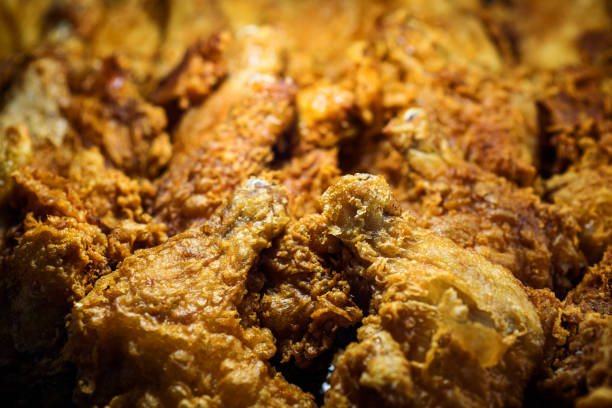 close up fried chicken texture background