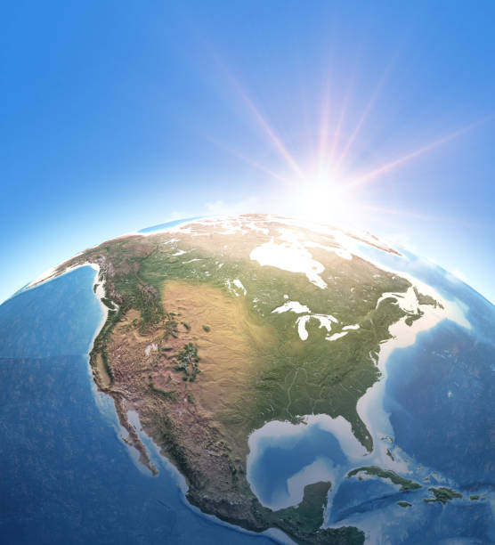 istock Physical earth map of North America 1340738700
