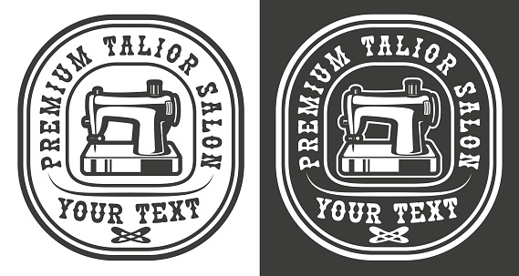 Vintage emblem of a craft tailor salon theme with sewing machine