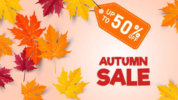 istock Autumn Sale background, banner, poster or flyer design. Vector illustration with bright beautiful leaves frame 1340743511