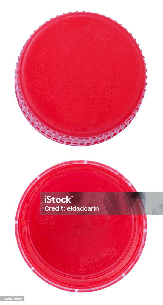 Gestell aus rotem Kunststoff-Flaschenverschlüsse - Lizenzfrei Flaschenverschluss Stock-Foto