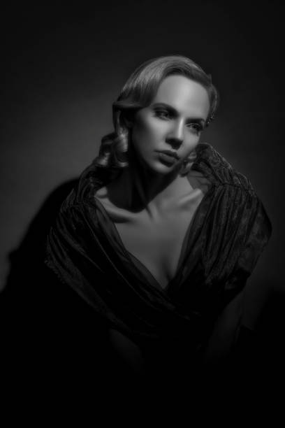 Vintage black and white portrait of a young blonde glamourous woman from the fifties We were inspired by the movie stars from the 50s actress headshot stock pictures, royalty-free photos & images