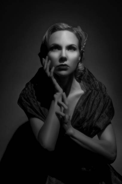Vintage black and white portrait of a young blonde glamourous woman from the fifties We were inspired by the movie stars from the 50s actress headshot stock pictures, royalty-free photos & images