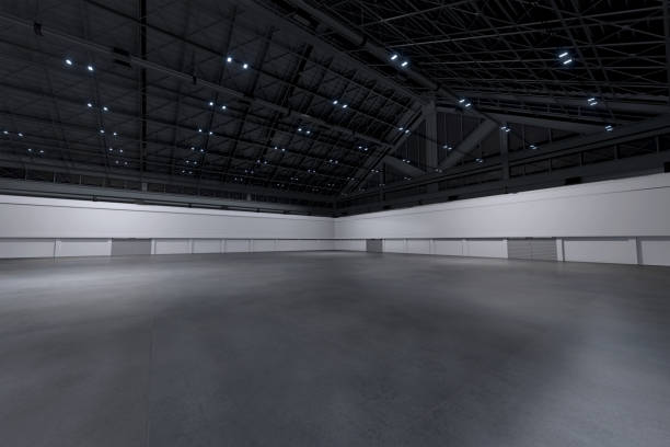 istock Empty hall exhibition centre.The backdrop for exhibition stands, booth,market,trade show.Conversation for activity,meeting.Arena for entertainment,event,sports.Indoor  for Factory,warehouse.3d render. 1340750157