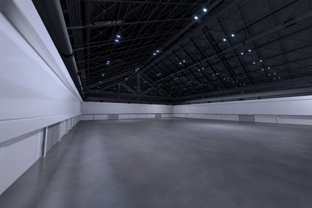 istock Empty hall exhibition centre.The backdrop for exhibition stands, booth,market,trade show.Conversation for activity,meeting.Arena for entertainment,event,sports.Indoor  for Factory,warehouse.3d render. 1340750162