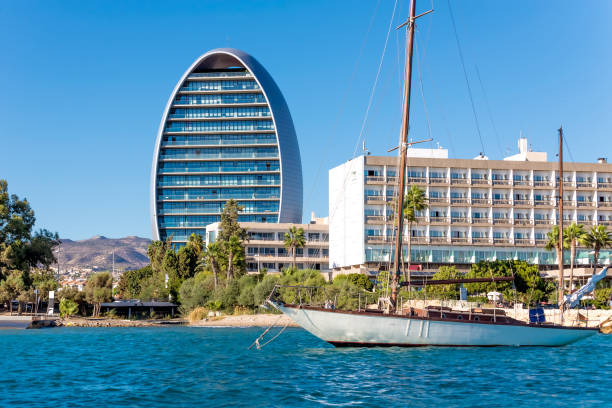 Sail boat anchored in Limassol, Cyprus