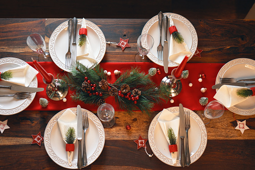 Decorated Table for Christmas Holidays
