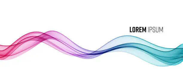 Vector illustration of Vector abstract colorful flowing wave lines isolated on white background. Design element for technology, science, modern concept.