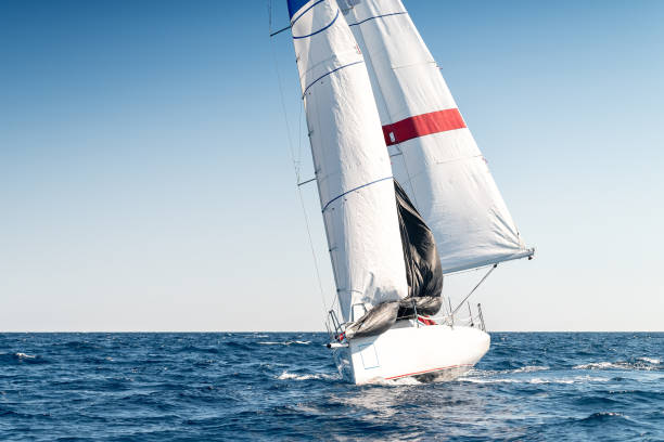 istock Racing sailboat during Sailing regatta in Mediterranean sea 1340752117