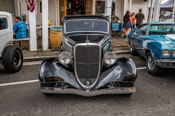 1934 Ford Model 40B 5 Window Coupe Virginia City, NV - July 30, 2021: 1934 Ford Model 40B 5 window coupe at a local car show. 1934 stock pictures, royalty-free photos & images