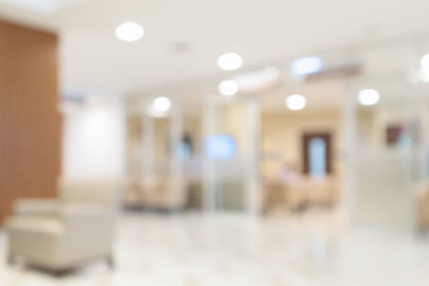 abstract blur hospital clinic medical interior background - office imagens e fotografias de stock