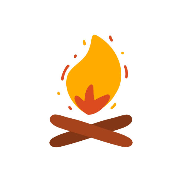 ilustrações de stock, clip art, desenhos animados e ícones de campfire cartoon style icon. colorful symbol vector illustration - sign camera travel hiking