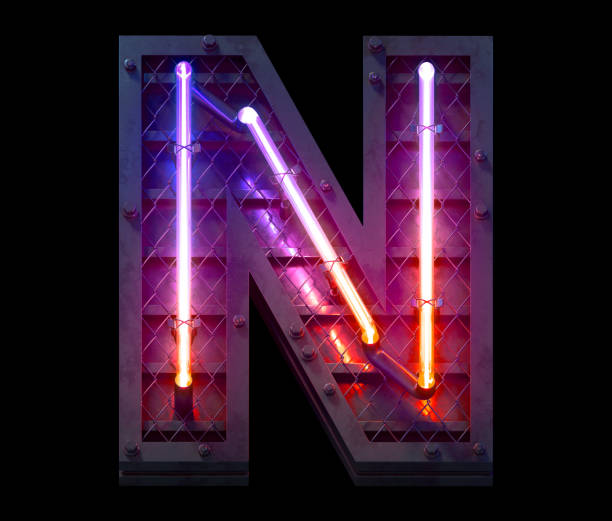 istock Heavy metal ultra neon font. 1340754088