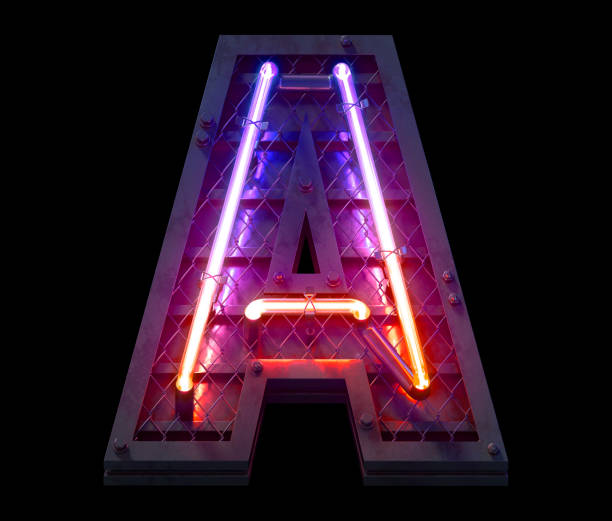 istock Heavy metal ultra neon font. 1340755094