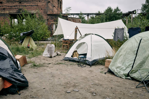 istock Refugee Camp With Tents 1340755306