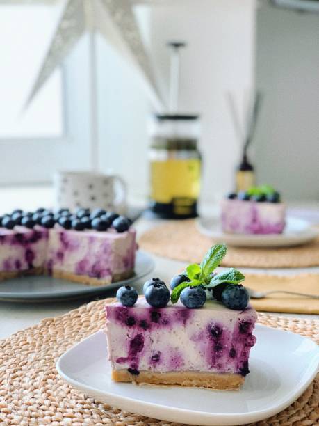 Blueberry cheesecake stock photo