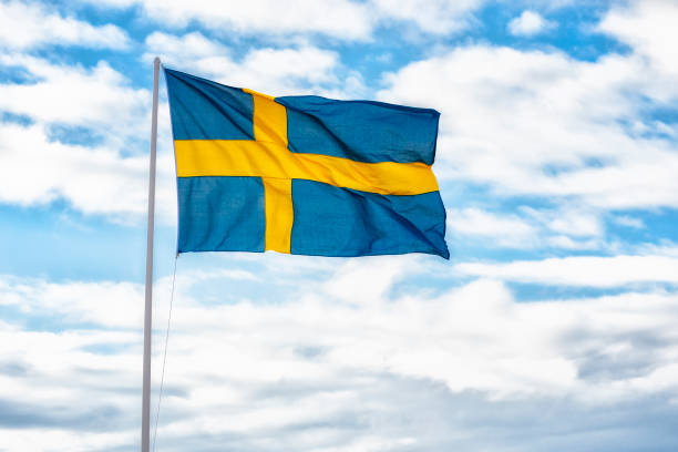 istock Fluttering Swedish national flag 1340758920
