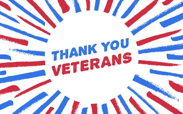Vector illustration of Thank You Veterans! Veteran's Day Grunge Background Design