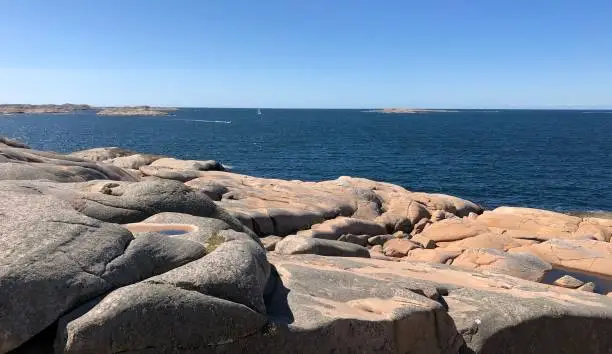 Photo of Beautiful rocky landscape i the nature reserve Sandön, Smögen in Bohuslän on the west coast of Sweden