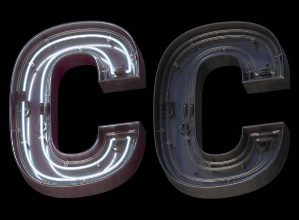 istock Metal neon font with On and Off. Letter C. 1340764208