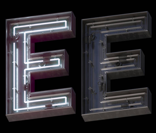 istock Metal neon font with On and Off. Letter E. 1340764245