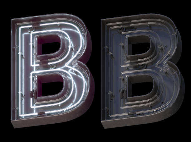 istock Metal neon font with On and Off. Letter B. 1340764278