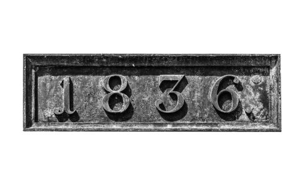 istock Rusty metal plate with 1836 date 1340764293