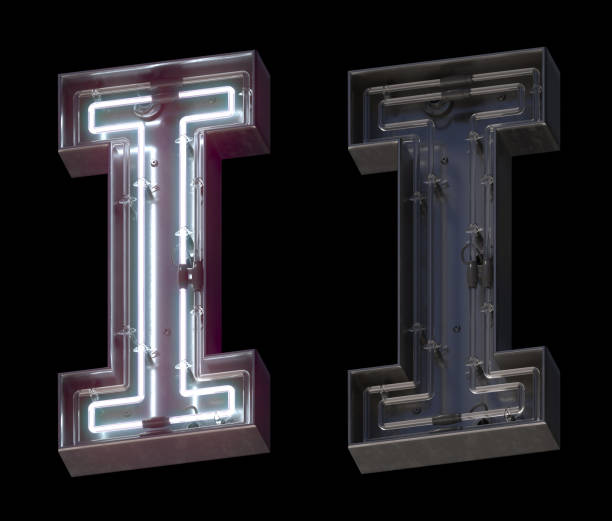 istock Metal neon font with On and Off. Letter I. 1340764355