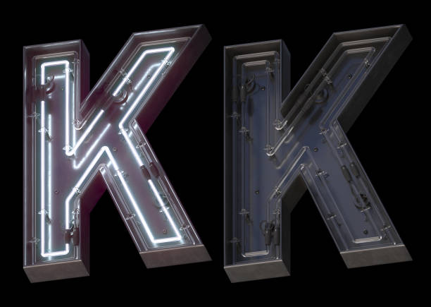 istock Metal neon font with On and Off. Letter K. 1340764383