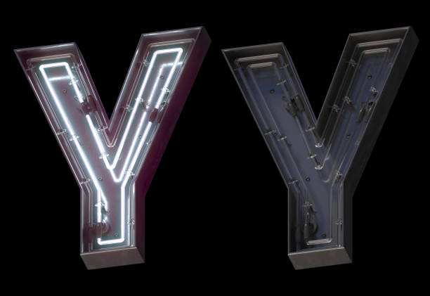 istock Metal neon font with On and Off. Letter Y. 1340764413