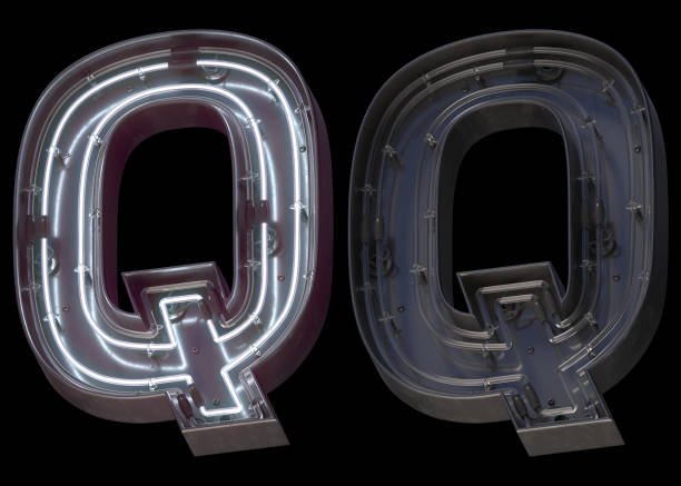 istock Metal neon font with On and Off. Letter Q. 1340764509