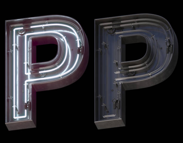 istock Metal neon font with On and Off. Letter P. 1340764519